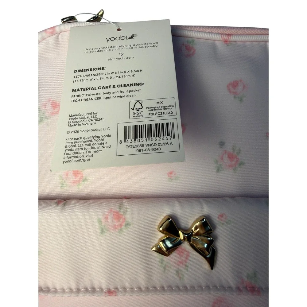 LoveShackFancy x Target Yoobi Tech Organizer Case Ballet Bloom Pink Rose NWT